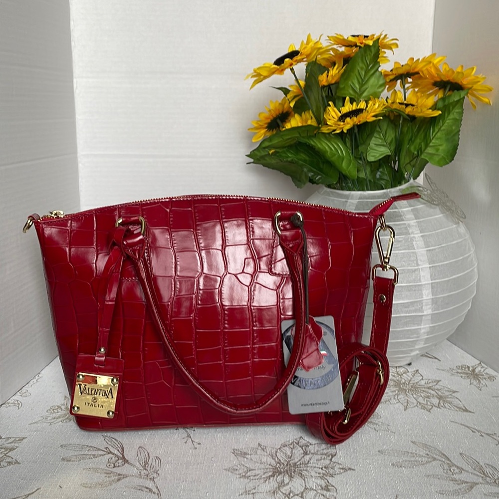 Valentina Dark Red Handmade Italian Leather Shoulder Bag